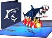 Popcards popupkaarten – Witte Haai Great White Mensenhaai Jaws Groot formaat pop-up kaart 3D wenskaart