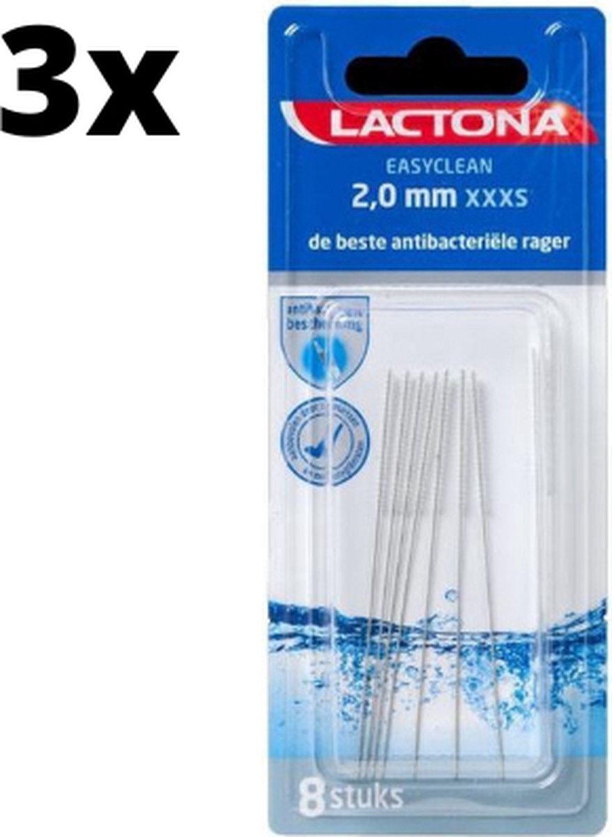 Goedkoopste Lactona Ragers EasyClean XXXS 2.0mm Zilver - 3 x 8 stuks - Voordeelverpakking