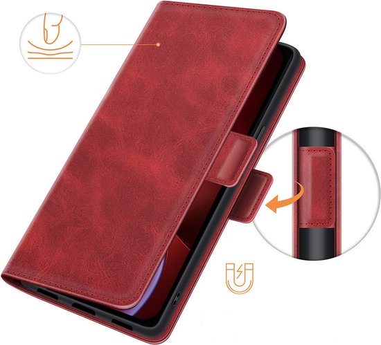 Mobiq - PU Lederen Wallet Hoesje met Sluiting iPhone 14 Plus - rood