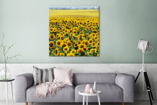 Tableau sur toile Tournesol - Fleurs - Nature - 90x90 cm - Décoration murale