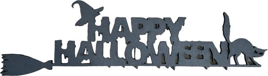 Happy Halloween - Raamdecoratie Wandbord Zwart - Halloween Decoratie - Feestversiering - Feestartikelen - Feest Halloween Versiering - Halloween Accesoires