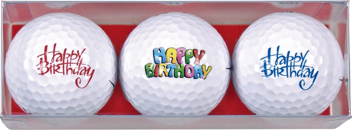 Sportiques - Golfbalset - Happy Birthday teksten