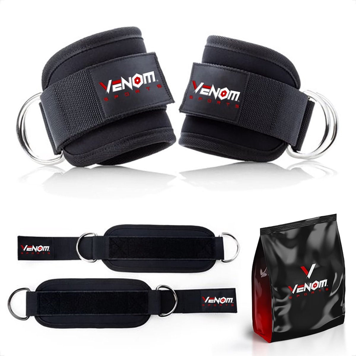 Venom Sports ankle strap – enkelband fitness en krachttraining – enkel strap – zwart – 1 paar