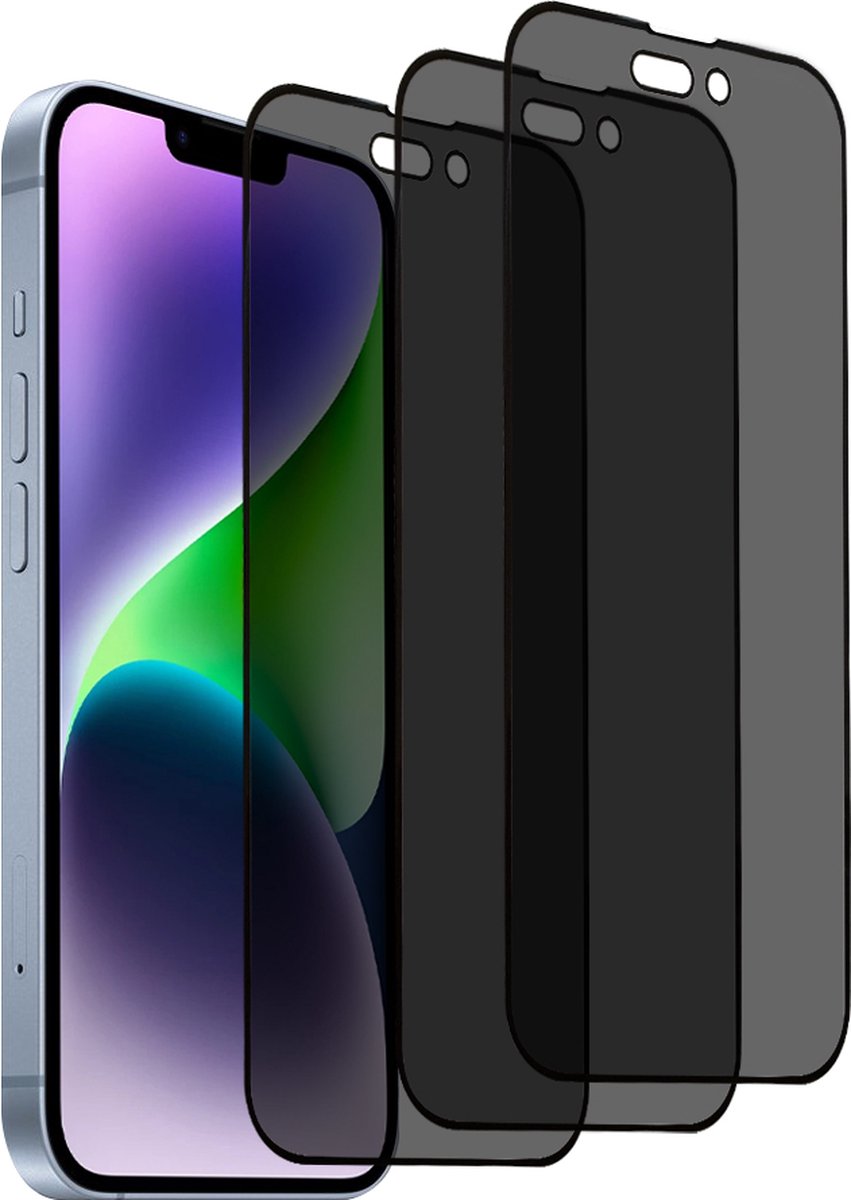 3x iPhone 14 Screenprotector privacy - gehard beschermglas screen protector iPhone 14 - Anti Spy - Arara