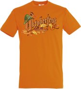 T-shirt Oktoberfest hoed | Oktoberfest dames heren | Tiroler outfit | Carnavalskleding dames heren | Oranje | maat S
