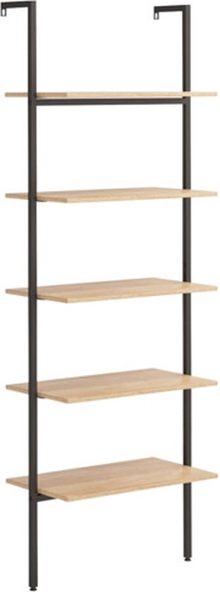 vidaXL Ladderrek met 5 schappen 64x35x185 cm zwart vidaXL Ladderrek met 5 schappen 64x35x185 cm zwart