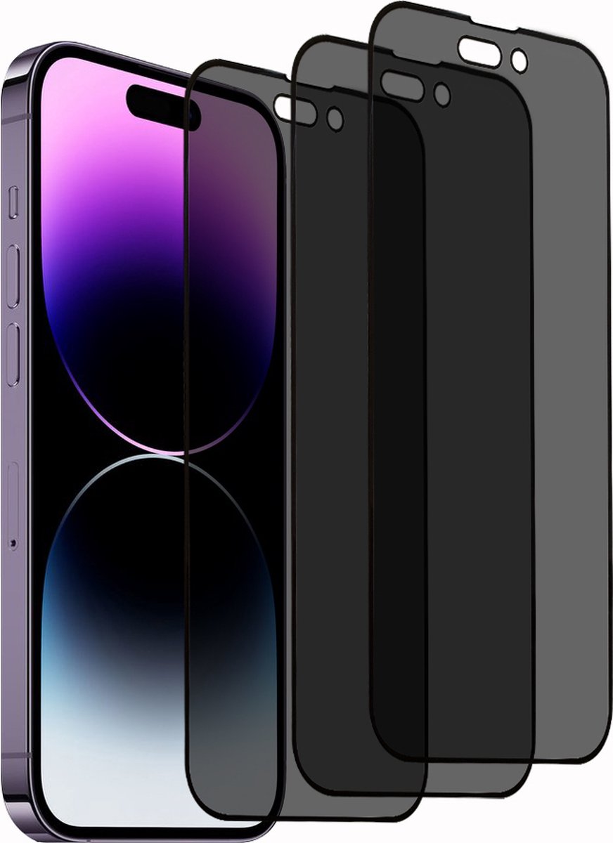 3x iPhone 14 Pro Max Screenprotector privacy - gehard beschermglas screen protector iPhone 14 Pro Max - Anti Spy - Arara