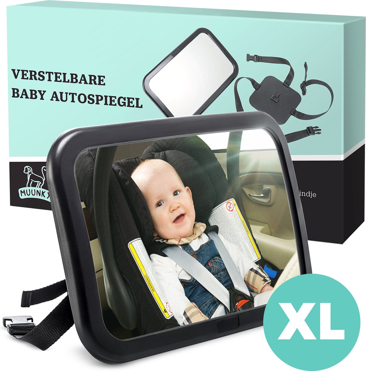 FreeOn Achterbank spiegel voor Baby & Kind - Pluche dieren autospiegel -  Vos