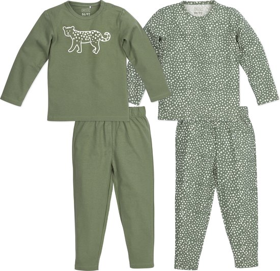 Meyco Baby Cheetah pyjama - 2-pack - forest green - 110/116