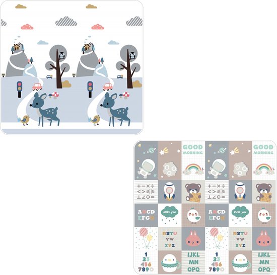 Speelmat - Baby & Kinderen - Dubbelzijdig - Speelkleed XL - Opvouwbaar - Foam - Antislip - Hert & Konijn - 150 x 200 CM - DE EERSTE EN ENIGE IN NL MET 2CM DIKTE