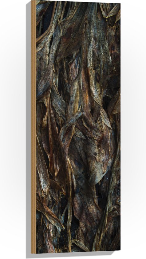 WallClassics - Hout - Bruine Bladeren - 30x90 cm - 12 mm dik - Foto op Hout (Met Ophangsysteem)