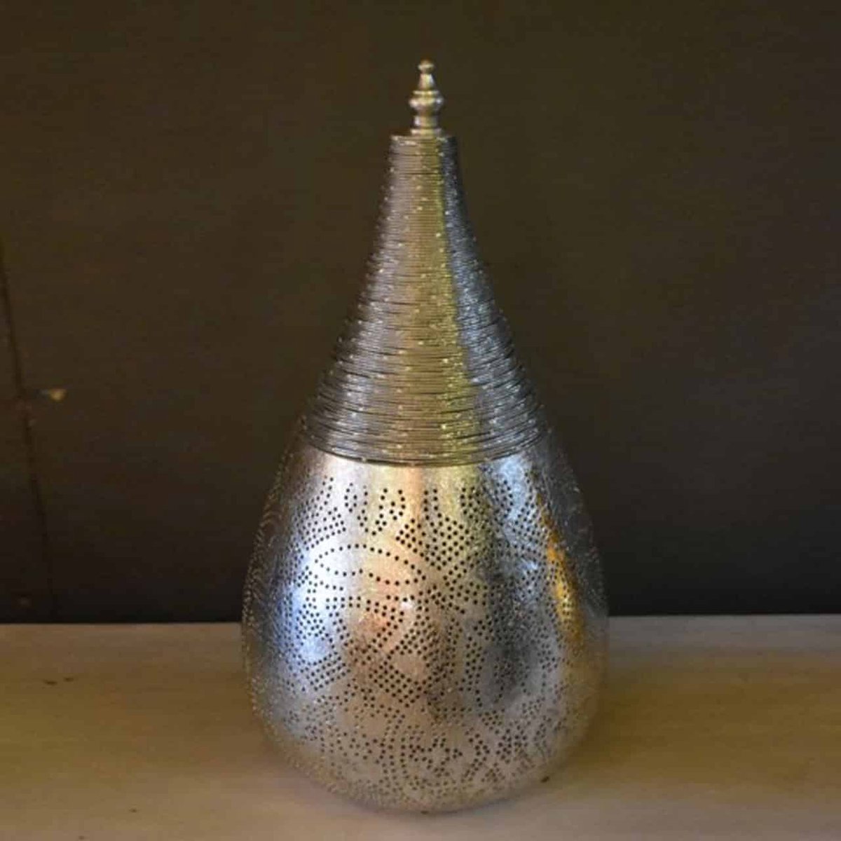 Oosterse metalen tafellamp Filigrain Druppel | 1 lichts | zilver | metaal | Ø 21 cm | 42 cm | bureaulamp | sfeervol / traditioneel design