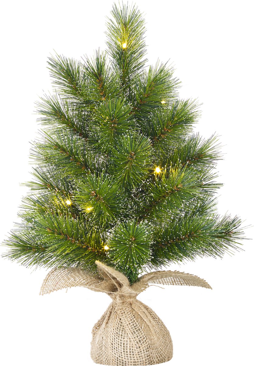 Black Box Trees - Glendon kerstboom w burlap werkt op batterijen groen 20L TIPS 45 - h60xd23cm - Kerstbomen