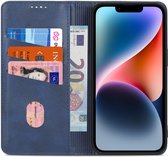 AZNS Hoesje Wallet Book Case Kunstleer Blauw Geschikt voor Apple iPhone 14