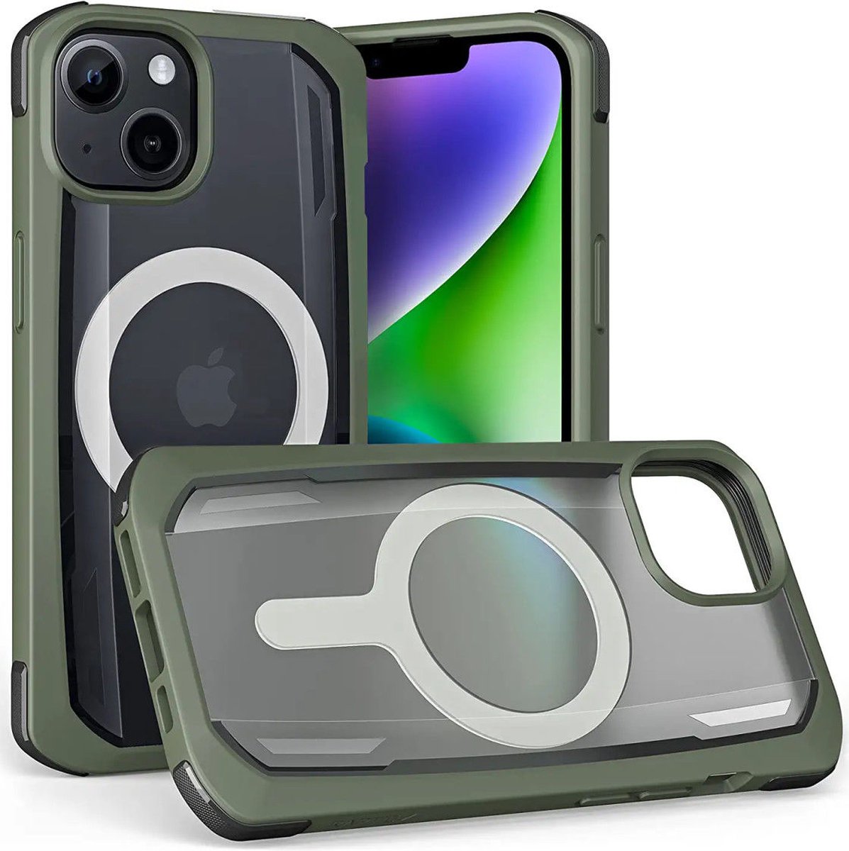 Raptic Secure MagSafe Apple iPhone 14 Hoesje Duurzaam Back Cover Groen