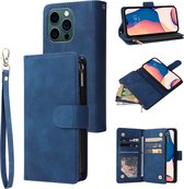 Luxe Telefoonhoesje voor Apple iPhone 14 Pro Max | Hoogwaardig Leren Bookcase | Lederen Wallet Case | Luxe Uitstraling | Pasjeshouder 6 stuks | Blauw