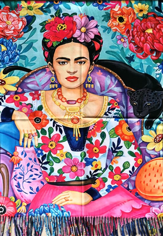 Frida Kahlo Sjaal-Omslagdoek - Flowers - Kleurrijk en super zacht - 180x70cm