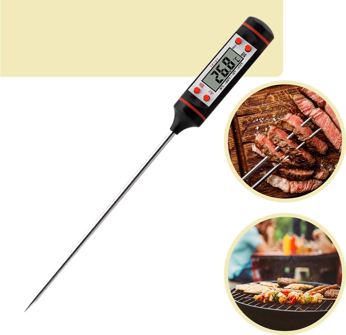 Lynnz® digitale vleesthermometer en suikerthermometer 300 graden - ook als bbq thermometer - kernthermometer - bbq accesoires - thermometer koken - oventhermometer - draadloos - Lynnz