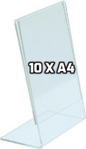10x A4 Formaat L-houder Kaarthouder Folderstandaard Menuhouder Menustandaard L-standaard in 2mm Acryl