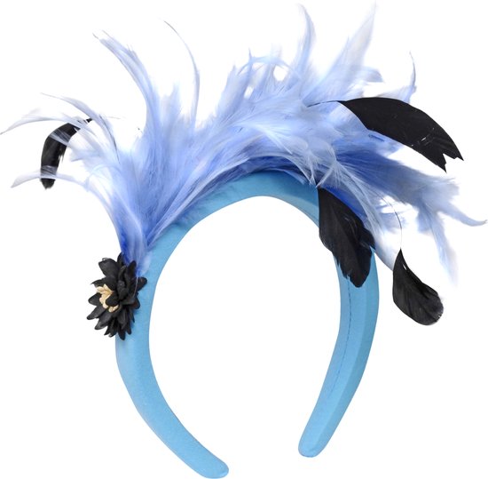 Jessidress® Luxe Haardiadeem Diademen Dames Diadeem Haarband Elegante Hoofdband met veren - Blauw