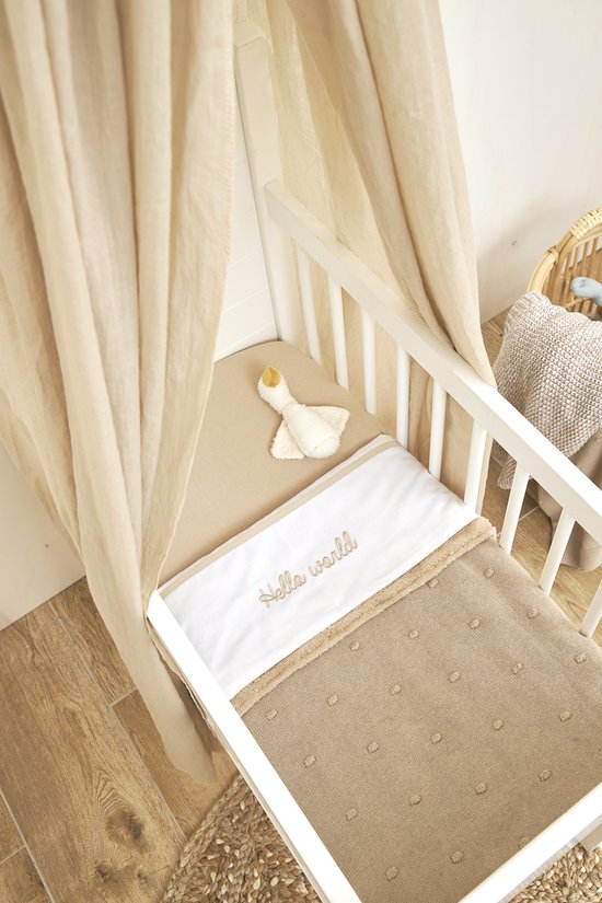 Meyco Baby Mini Knots teddy ledikant deken - sand - 100x150cm van Meyco — afbeelding 5
