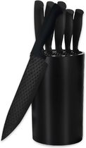 Cchefer Cf-Jj06 : Set de Couteaux de Cuisine 6 Pièces avec Revêtement Antiadhésif et Design Diamant - Zwart