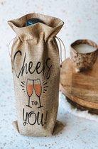 Wijntas - Wijngeschenkverpakking - Cheers to you - Jute