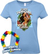 Dames t-shirt Hula Meisje Aloha | Toppers in Concert 2024 | Club Tropicana | Hawaii Shirt | Ibiza Kleding | Lichtblauw Dames | maat L
