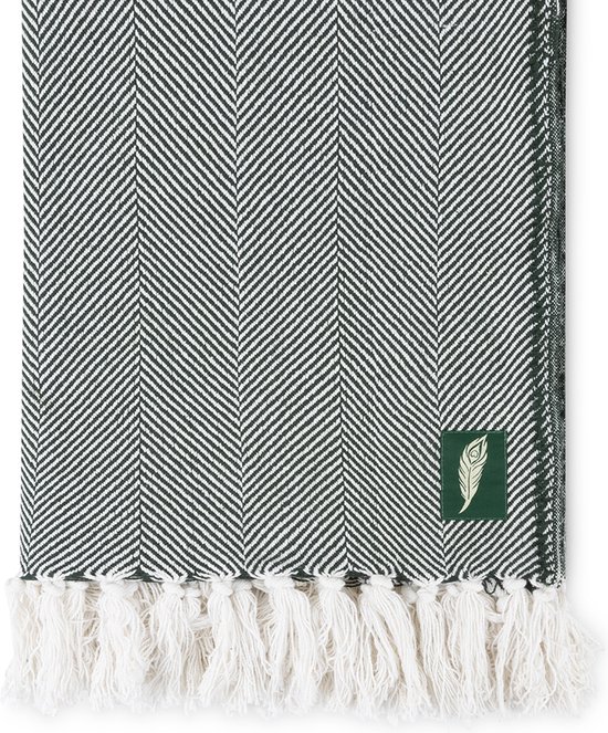 MindBaas - Yoga deken - Meditatie Deken - Wit/Groen - Eco - 120 x 190 cm (breedte x lengte) - Katoen van MindBaas — afbeelding 2