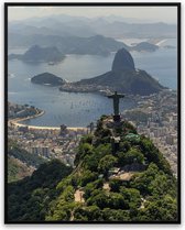 Jesusbeeld Rio de Janero Brazilie fotolijst met glas 40 x 50 cm - Prachtige kwaliteit - Brazielie - jezus - Rio De Janero - Glazen plaat - inclusief ophangsysteem - Poster - Foto op hoge kwaliteit uitgeprint