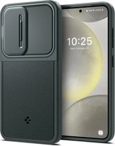 Geschikt voor Spigen Samsung Galaxy S24 Optik Armor Hoesje Camera Slider - Groen