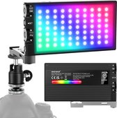 Neewer® - RGB LED Camera Videolamp, 12W RGB150 Volledige Kleur/Buidel Formaat/Dimbaar 2500k~ 8500K/CRI97+/12 Lichteffecten/3200mAh Oplaadbare Batterij/Aluminiumlegering Behuizing Voor Gaming/YouTube/Vlog/Fotografie