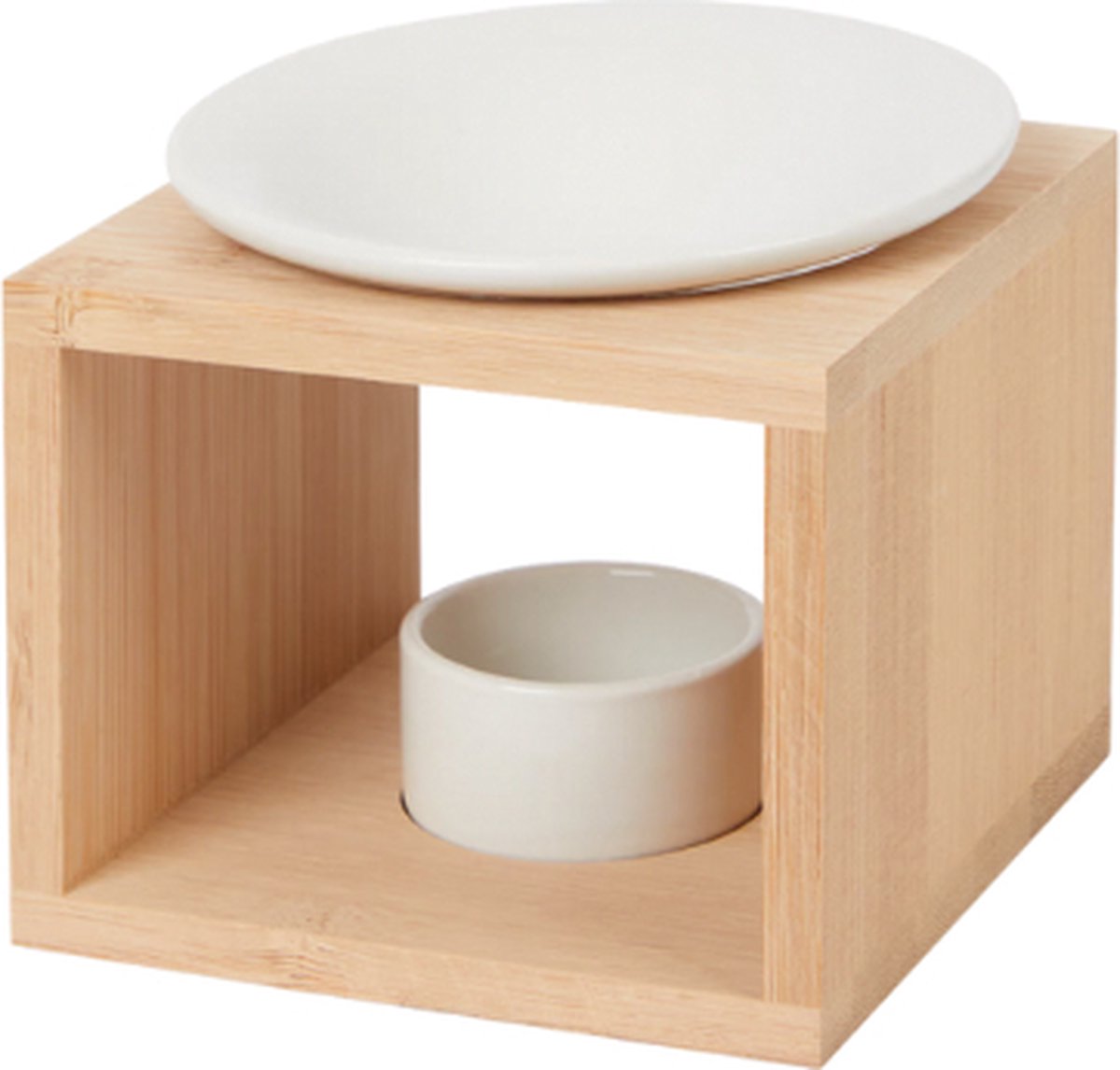 Geurbrander - Waxbrander - Oliebrander - Waxmelts Brander - Aroma brander voor huis - Wit - Bamboe
