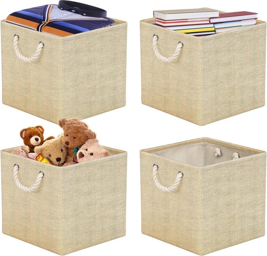 SOCOHOME Stoffen opbergdozen, 33 x 33 x 33 cm, opvouwbare opbergmand SOCOHOME Stoffen opbergdozen, 33 x 33 x 33 cm, opvouwbare opbergmand
