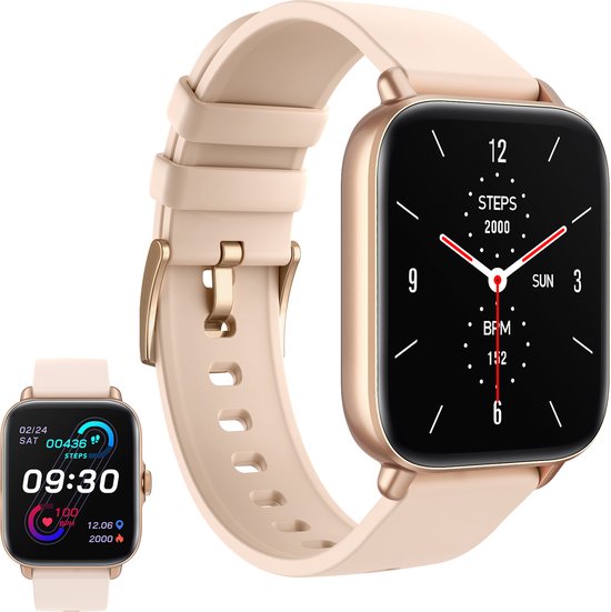Golden Sound Premium Smartwatch - Vrouwen - Stappenteller - Slaapmeter - Hartslagmeter - Sport monitoren - Geschikt voor IOS & Android - Roze