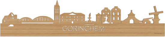 Skyline Gorinchem Bamboe hout - 120 cm - Woondecoratie - Wanddecoratie - Meer steden beschikbaar - Woonkamer idee - City Art - Steden kunst - Cadeau voor hem - Cadeau voor haar - Jubileum - Trouwerij - WoodWideCities