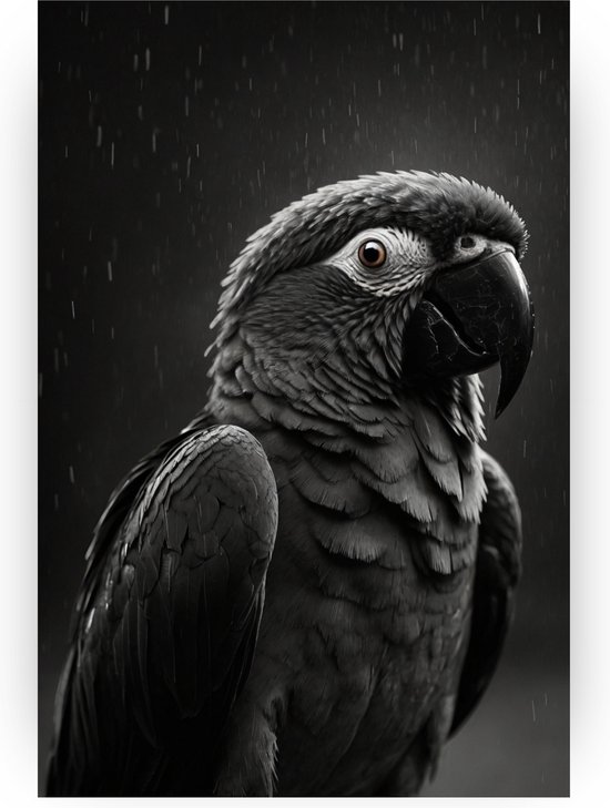 Papegaai in de regen schilderij - Vogel schilderij - Glas schilderij papegaai - Muurdecoratie kinderkamer - Acrylglas schilderijen - Schilderijen & posters - 80 x 120 cm 5mm