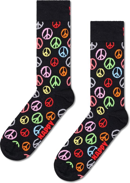 Happy Socks Peace Unisex Zwart - Maat 41-46
