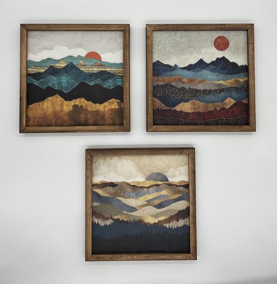 Set de Décoration murale - Etagère murale - Tableaux Salon - 30x30 cm - Cadre affiche - Décoration murale