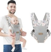 Porte-bébé Ergonomique Multifonctionnel Sling Léger Respirant Porte-Bébé pour Bébés 3-36 Mois (Moins de 20kg) (Grijs)