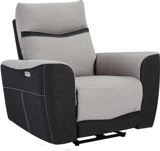 Elektrische relaxfauteuil van grijze en antracietkleurige stof DAMON L 108 cm x H 102 cm x D 90 cm