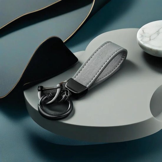 Porte-clés cuir gris - Porte-clés Luxe - Porte-clés Voiture - Différentes couleurs - Pendentif en cuir - Fermoir Premium - Haute qualité