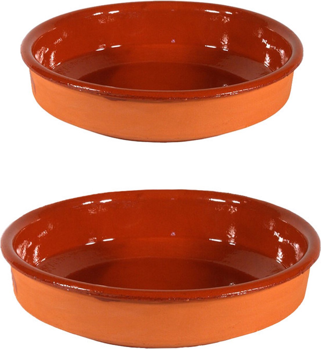 2x Tapas borden/ovenschalen set Sevilla 35 en 26 cm - Serveerschalen/ovenschalen - Terracotta bordjes/schaaltjes - Tapasschalen