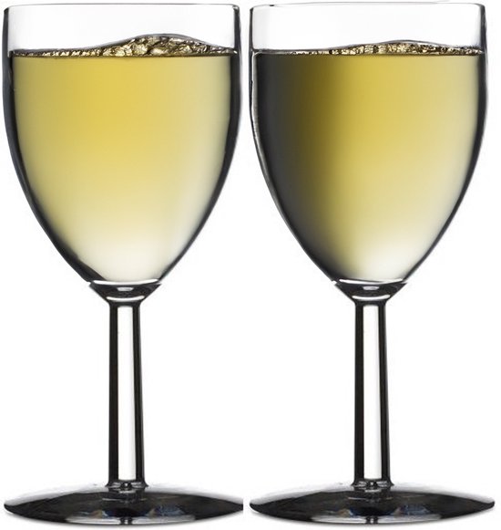2x Wijnglazen van kunststof 200 ml - Onbreekbare camping/picknick glazen