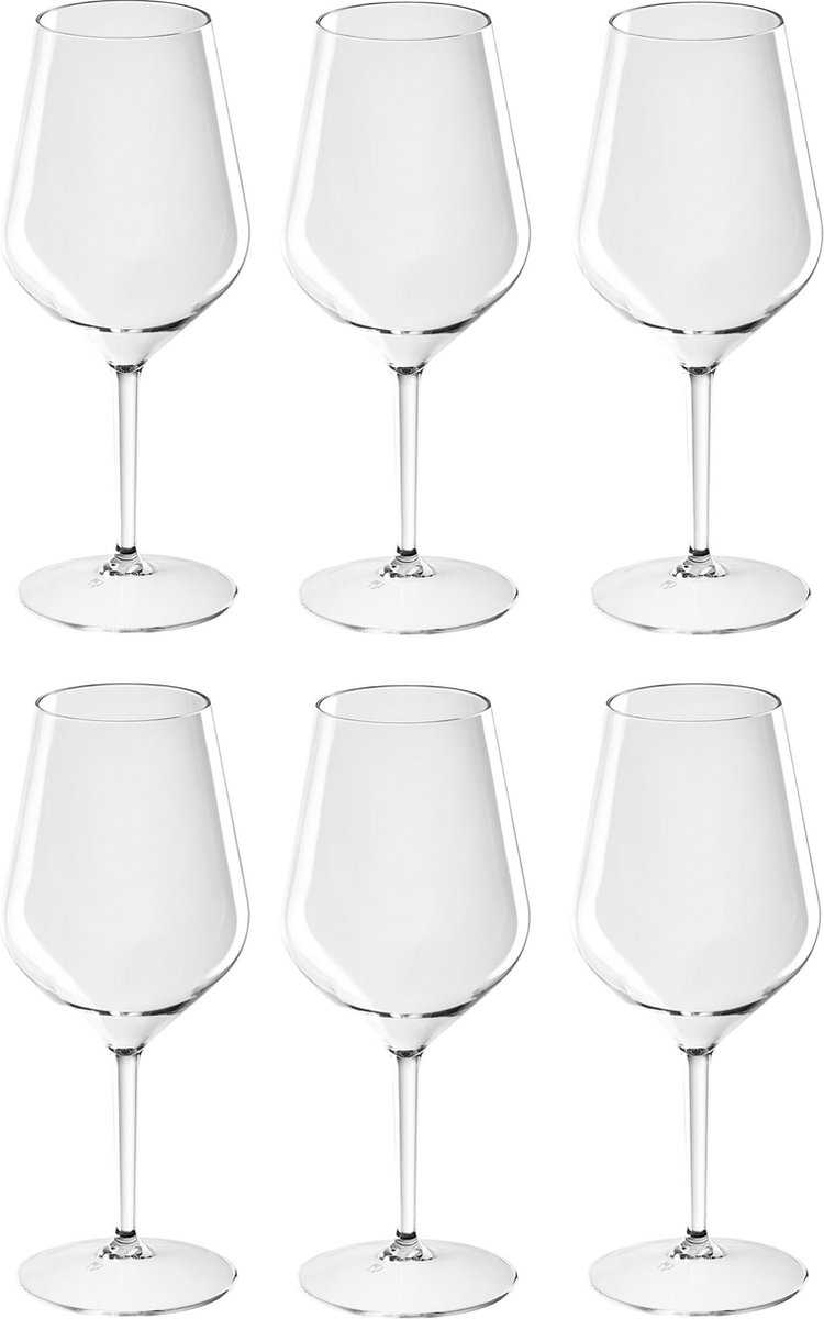 6x Witte of rode wijn wijnglazen 47 cl/470 ml van onbreekbaar kunststof - Wijnen wijnliefhebbers drinkglazen - Wijn drinken