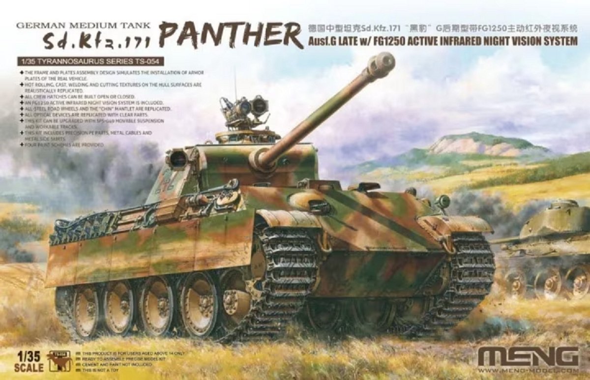 Meng Model Modelbouwpakket Militaire voertuigen - MENG TS054 Panther Ausf.G Late w/ FG1250 Active Infrared Night Vision System Plastic - 1:35 - Modelbouw