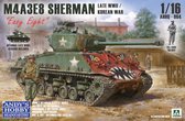 1:16 Andys Hobby Headquarters 004 M4A3E8 Sherman Late WWII Korean War Plastic Modelbouwpakket