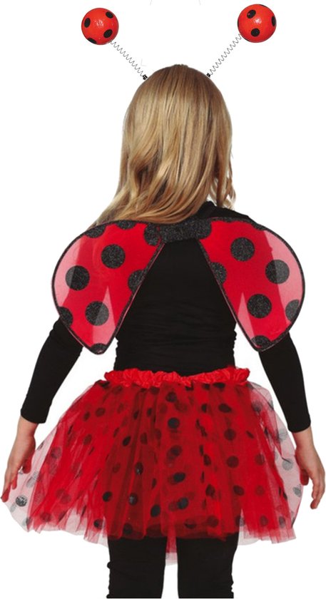 Ensemble d'habillage coccinelle - ailes/jupe/diadème - rouge - enfants - accessoires d'habillage de carnaval