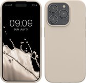 kwmobile telefoonhoesje geschikt voor iPhone 15 Pro - Hoesje met siliconen coating - Smartphone case in crème