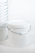 SILPLAST 5 x 10 liter emmer met deksel, zwarte kunststof emmer voor levensmiddelen, chemicaliën, meel, stapelbare voorraademmer van kunststof, container, melkemmer, honingemmer, wateremmer